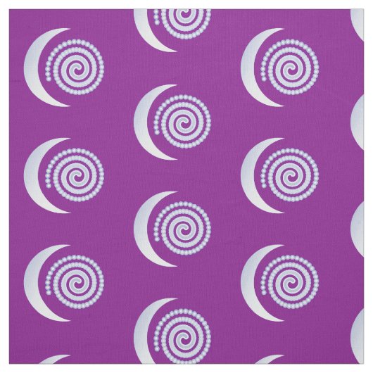 Tissu Spirale de lune d'argent sur violet (Échantillon)