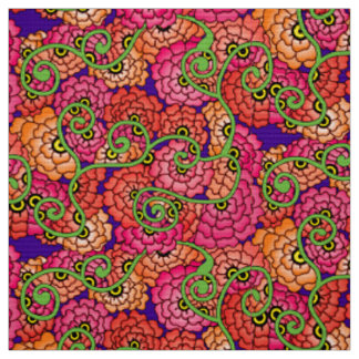 Tissu Spirales de fleurs - Chaud