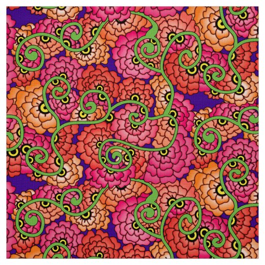 Tissu Spirales de fleurs - Chaud (Échantillon)