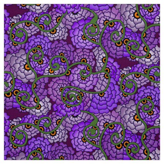Tissu Spirales de fleurs - Cool (Échantillon)