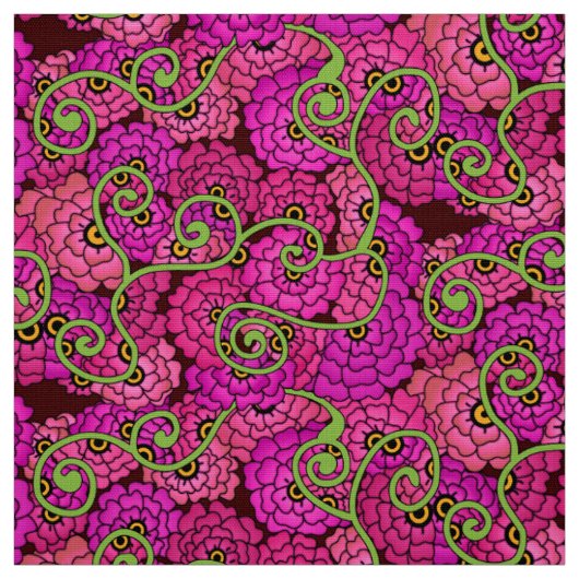 Tissu Spirales de fleurs - rose (Échantillon)