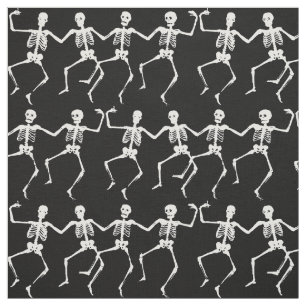 Tissu Squelette drôle motif dansant halloween