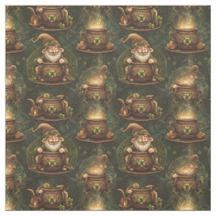 Tissu St. Patrick Gnome Pot of Gold Vintage Motif
