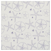 Tissu Starfish, Sand Dollar Navy Blue Beach Theme Fabric (Échantillon)