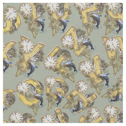 Tissu Steampunk Alphabet conception de répétition (Fermer)