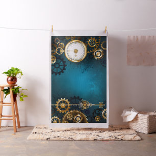 Tissu Steampunk Arrière - plan turquoise avec Gears