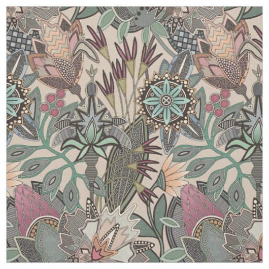 Tissu steampunk chintz beige (Échantillon)