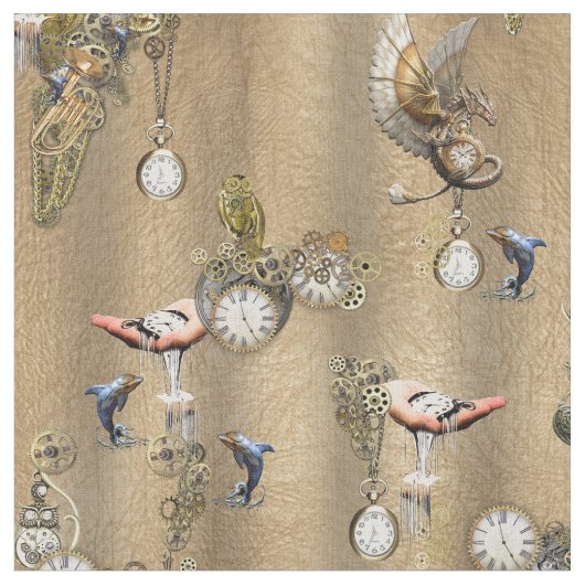 Tissu Steampunk sur tôle en cuir or (Fermer)