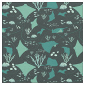 Tissu Stingrays Manta Rays Blue Ocean Motif (Fermer)