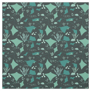 Tissu Stingrays Manta Rays Blue Ocean Motif
