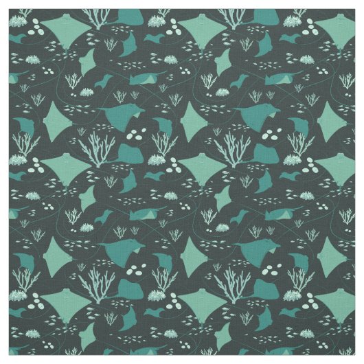 Tissu Stingrays Manta Rays Blue Ocean Motif (Échantillon)