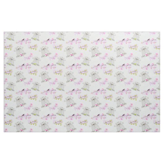 Tissu Structure de cage florale pour oiseaux (Fat Quarter)