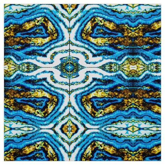 Tissu Structure de la géométrie bleue et or (Échantillon)