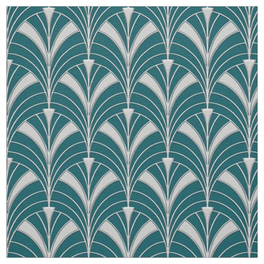 Tissu Style Art Déco turquoise et argenté (Échantillon)