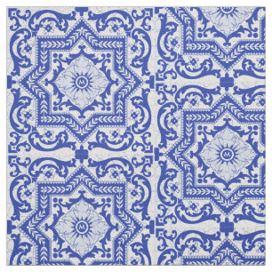 Tissu Style azulejo en céramique craquée bleue Azulejo V