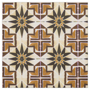 Tissu Style Mexicain Simulé Mosaïque Neutral Browns