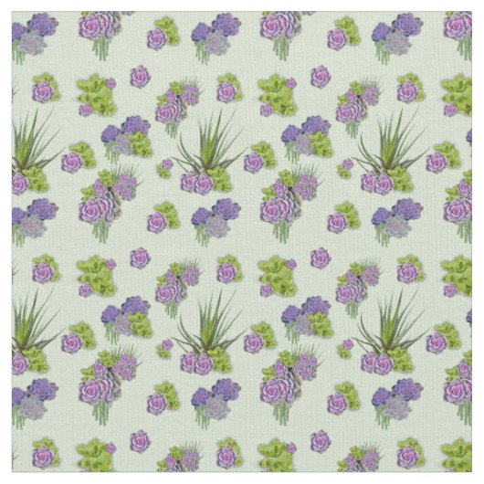 Tissu Succulents Lavande Vert Mer (Fermer)
