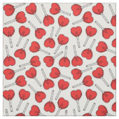 Tissu Sucettes rouges, sucettes en forme de cœur, motif (Échantillon)