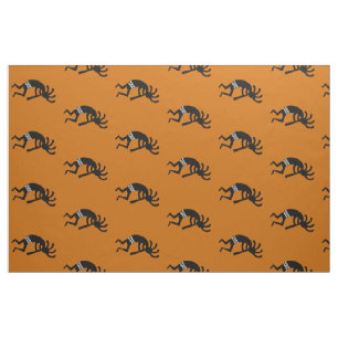 Tissu Sud-ouest orange et noir de motif de Kokopelli