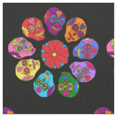 Tissu Sugar Skull Flower (Fermer)