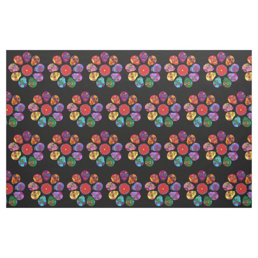 Tissu Sugar Skull Flower (Fat Quarter)