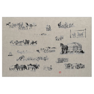 Tissu Sumi samouraï de cavalier d'art de cheval japonai