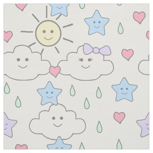 Tissu Sun Clouds Star Raindrops (Échantillon)