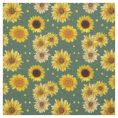 Tissu Sunflowers Dots Green Repeating Pattern Fabric (Échantillon)