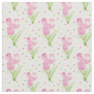 Tissu Superbes Tulipes Roses