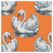Tissu Swan Birds Pattern Design On Orange  (Fermer)