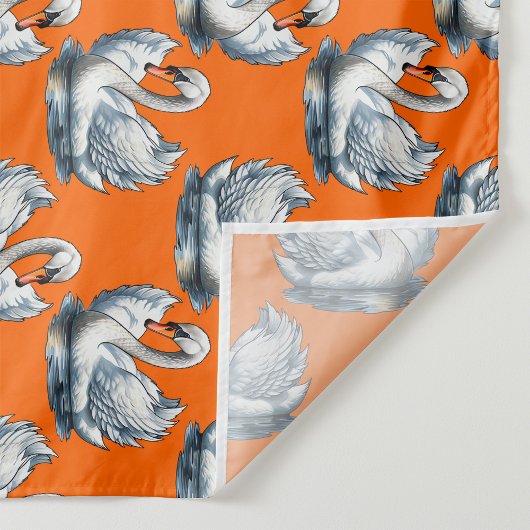 Tissu Swan Birds Pattern Design On Orange 