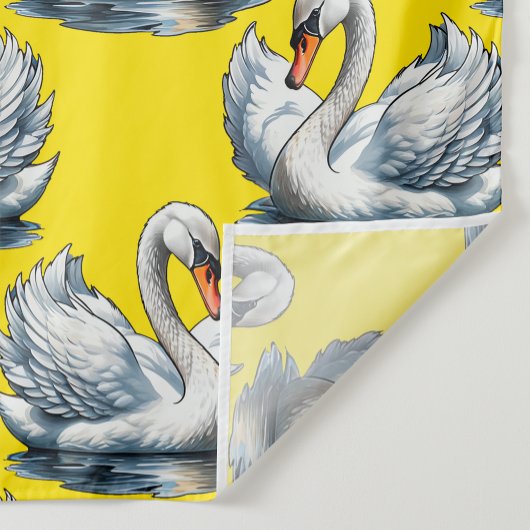 Tissu Swan Birds Pattern Design On Yellow 