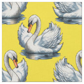 Tissu Swan Birds Pattern Design On Yellow  (Fermer)