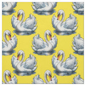Tissu Swan Birds Pattern Design On Yellow  (Échantillon)
