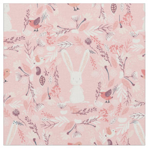 Tissu Sweet Bunny Pépinière florale rose
