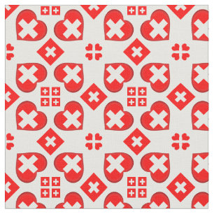 Tissu Swiss Flag & Heart, Suisse Mode textile