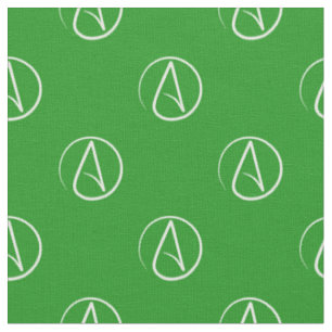Tissu Symbole athée : blanc sur vert