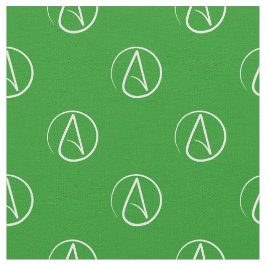 Tissu Symbole athée : blanc sur vert (Fermer)