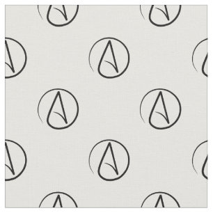 Tissu Symbole athéisme : noir sur blanc