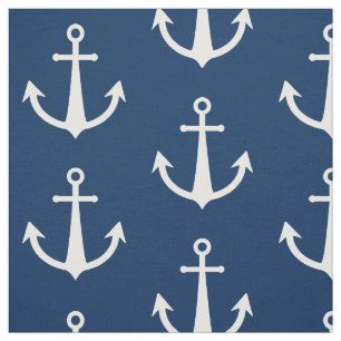 Tissu Symbole d'Ancre bleu blanc