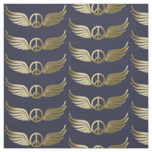 Tissu Symbole de paix d'apparence métallique avec ailes