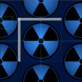 Tissu Symbole de rayonnement bleu (Carreau)