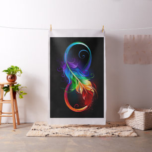 Tissu Symbole d'infini avec plume arc-en-ciel