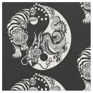 Tissu symbole du dragon et du tigre yin yang