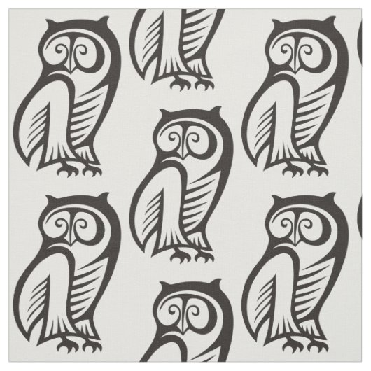 Tissu Symbole hibou noir (Échantillon)