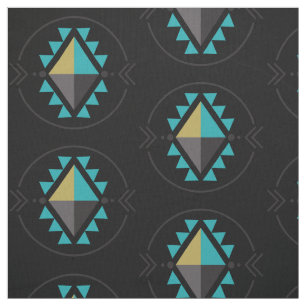 Tissu Symbole tribal aztèque Motif noir