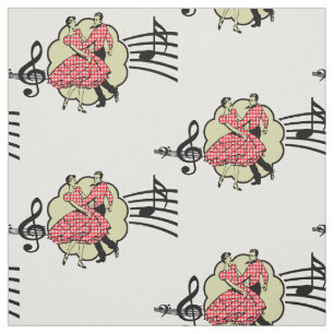 Tissu Symboles de musique rouges de robe de contrôle de
