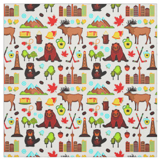 Tissu Symboles des icônes du Canada pour la fête nationa