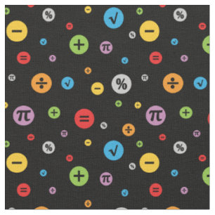 Tissu Symboles mathématiques dans les cercles colorés