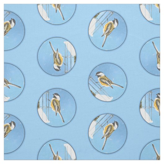 Tissu Tableau de la mangeoire d'hiver de chickadee Oisea (Échantillon)